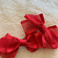 Red tulle layered 5” bows (no tails)