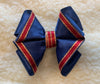 Navy, red and gold ruffle luxury bows - no tails 4.5”