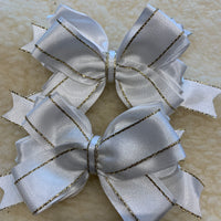 White & gold layered luxury bows- 5”- no tails