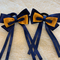 Navy & Yellow 5” bows - with tails