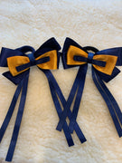 Navy & Yellow 5” bows - with tails