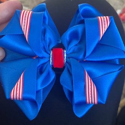 Luxury Bows: Navy, Royal blue and red layered classic bows with polka dots