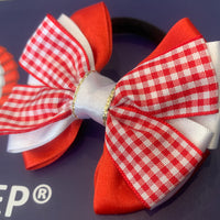 Red & white layered 3” bows (no tails)