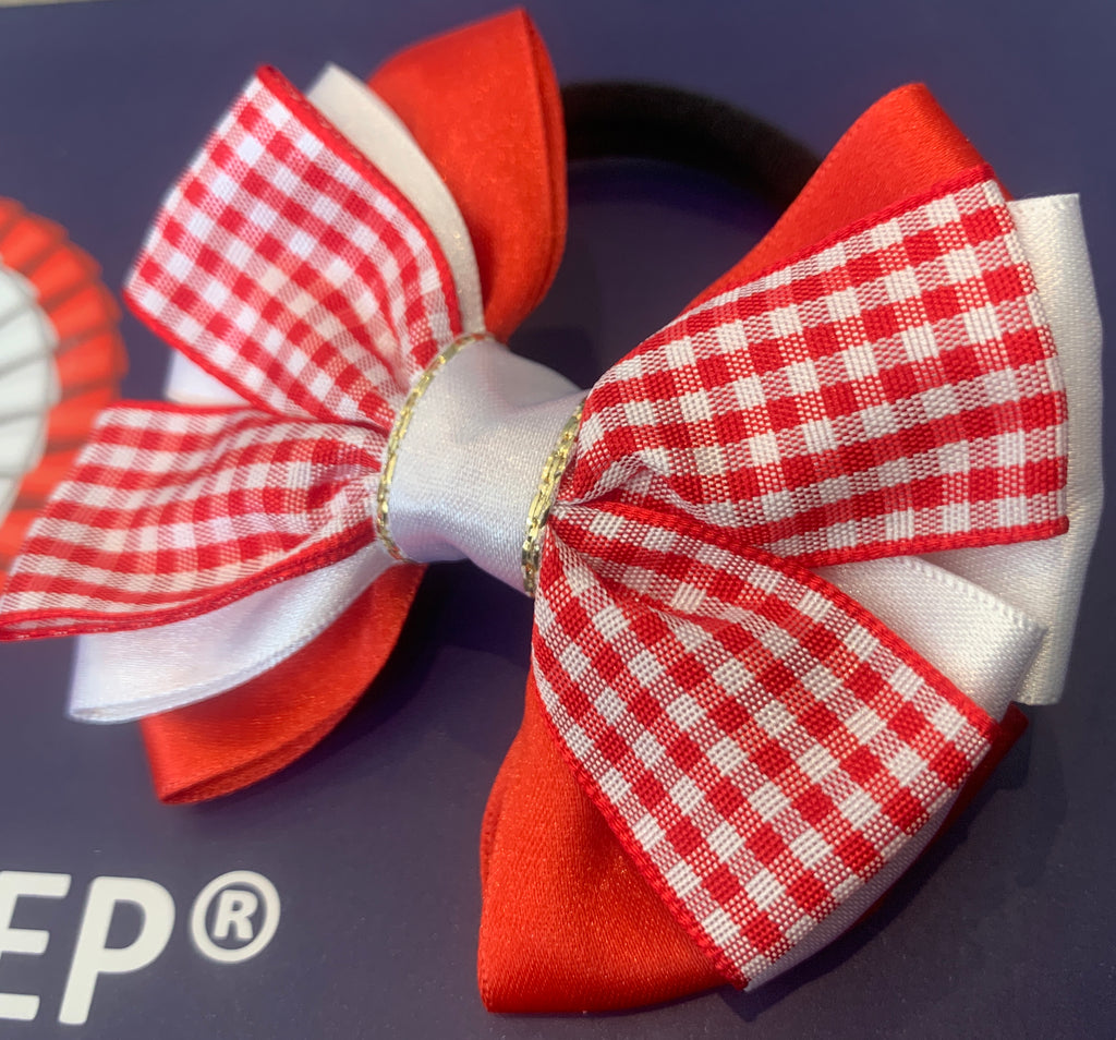 Red & white layered 3” bows (no tails)