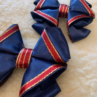 Navy, red and gold ruffle luxury bows - no tails 4.5”