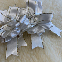 White & gold layered luxury bows- 5”- no tails