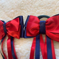 Red & Navy bows with tails - 4.5”