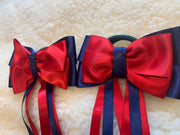 Red & Navy bows with tails - 4.5”
