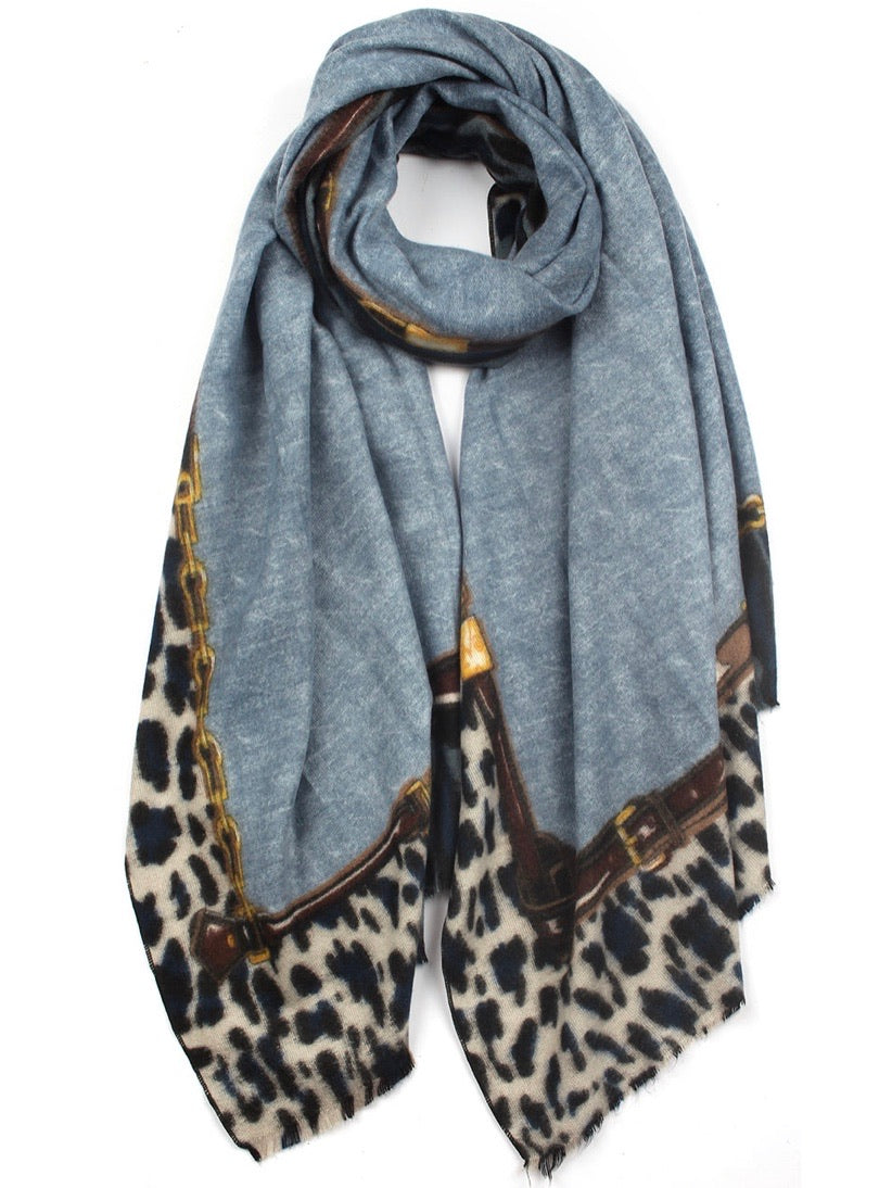 The Foxes Teal Cashmere Silk Scarf