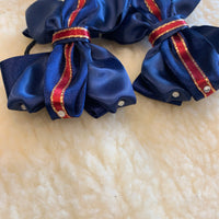 Navy, red and gold diamante edged luxury bows - no tails 4.5”