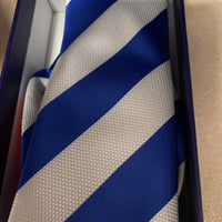 Velcro tie- Royal Blue & white candy stripe