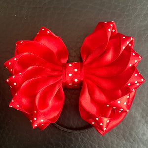 Luxury Bows: Rich red ruffle polka dot bows
