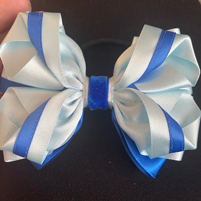 Luxury Bows: Royal blue and sky blue twist design with velvet centre