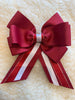 Rich red, red white and silver - 5” bows with tails