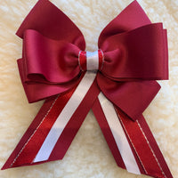 Rich red, red white and silver - 5” bows with tails