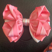 Luxury Bows: Pink and white with stripe twist design
