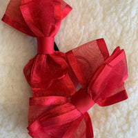 Red tulle layered 5” bows (no tails)