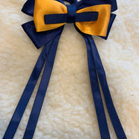 Navy & Yellow 5” bows - with tails