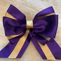 Hair bows in purple & gold (Junior rider or Ladies Leader Bow)